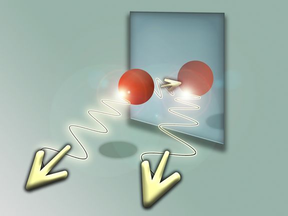 Towards the mirror or away from the mirror? Physicists create atoms in quantum superposition states.