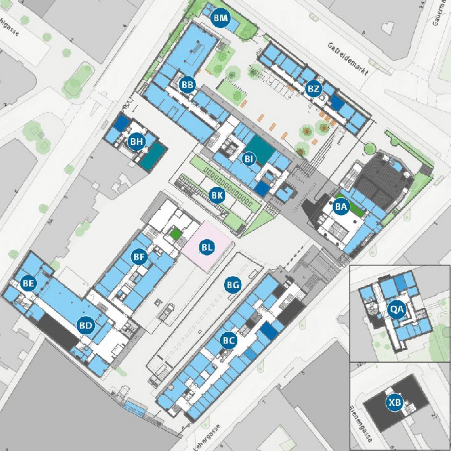 Übersicht Areal Getreidemarkt