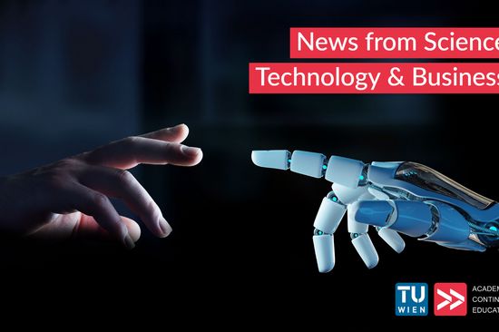 two hands almost touching each other, on the left a human hand, on the right a ronbot's hand