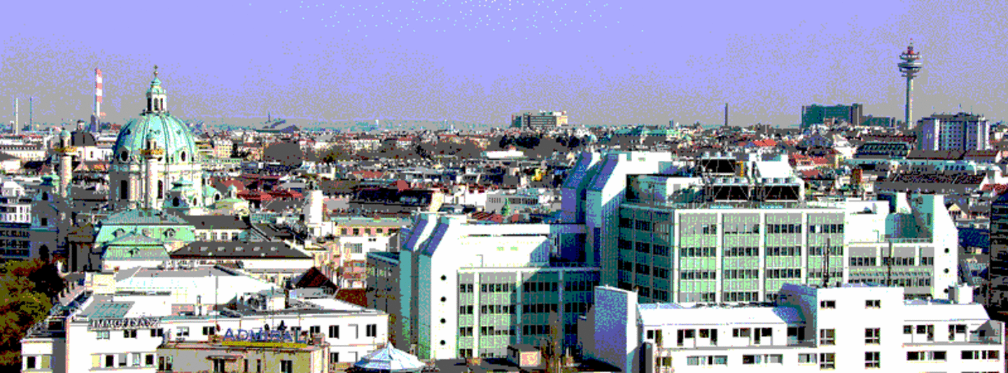 aerial Image showig Freihaus building and in the left corner Karlskirche