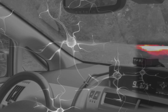 Inside of a car, combined with neurons