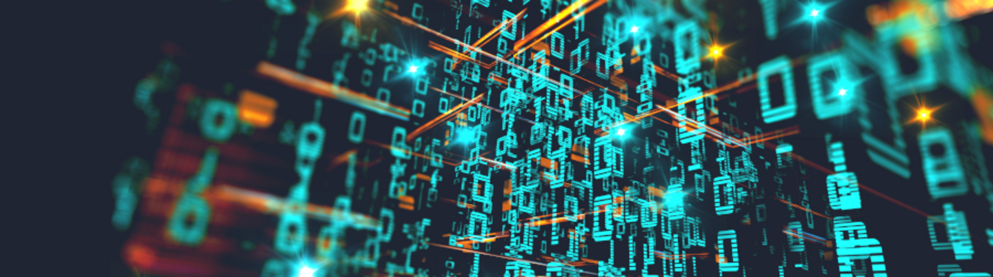 Schematische Darstellung einer Datenübertragung mit Nullern und Einsern