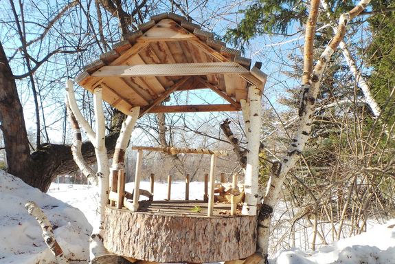 Holzüberdachung im Wald