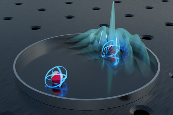 two atoms in a Maxwell fish lens, and a photon wave