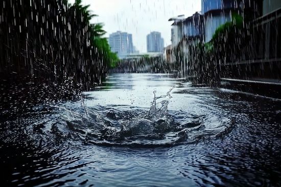 street during heavy rainfall