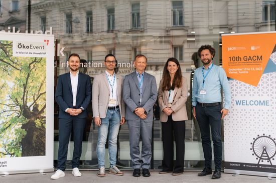 Fabian Key (TU Wien), Marco De Paoli (TU Wien), Marek Behr (GACM President), Antonia Wagner (TU Wien), Norbert Hosters (GACM Secretary General)