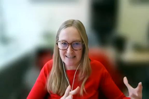 Screenshot of Trine Jensen in the interview.