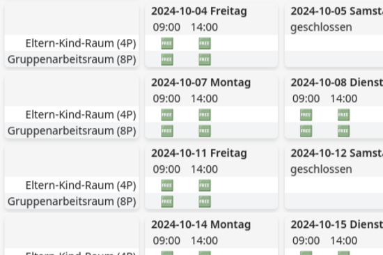 Group study room calendar for the Chemistry and Mechanical Engineering Library