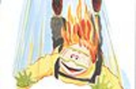 Titelbild: Comic: Frau mit orangenen Haaren in der Luft beim Fallschirmspringen