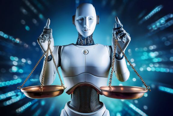 roboter holding balanced scales