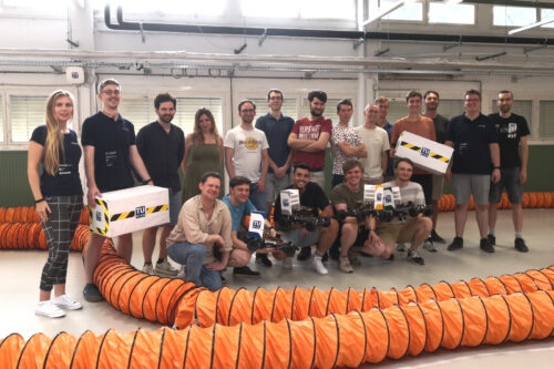 Group picture of students and instructors at the final race at the end of the semester